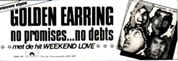 Golden Earring promotional ad for 1979 No Promises... No Debts album and Weekend Love single